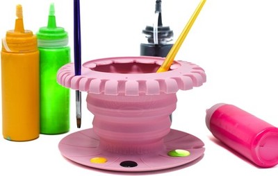 Paint Puck CollapsiBowl Paint Brush Cleaner Rinse Cup - Pink