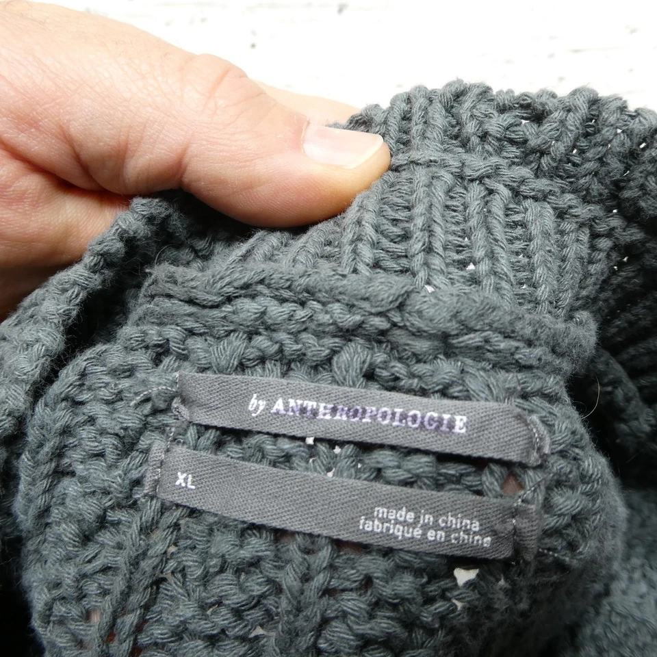 Anthropologie Sweater Womens XL Gray Ombre Gradient Cable Knit Crewneck Pullover - Image 4 of 4