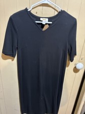 Ladies Talbots Petites Navy Blue V Neck Short Sleeve Knee Length Dress - Size S