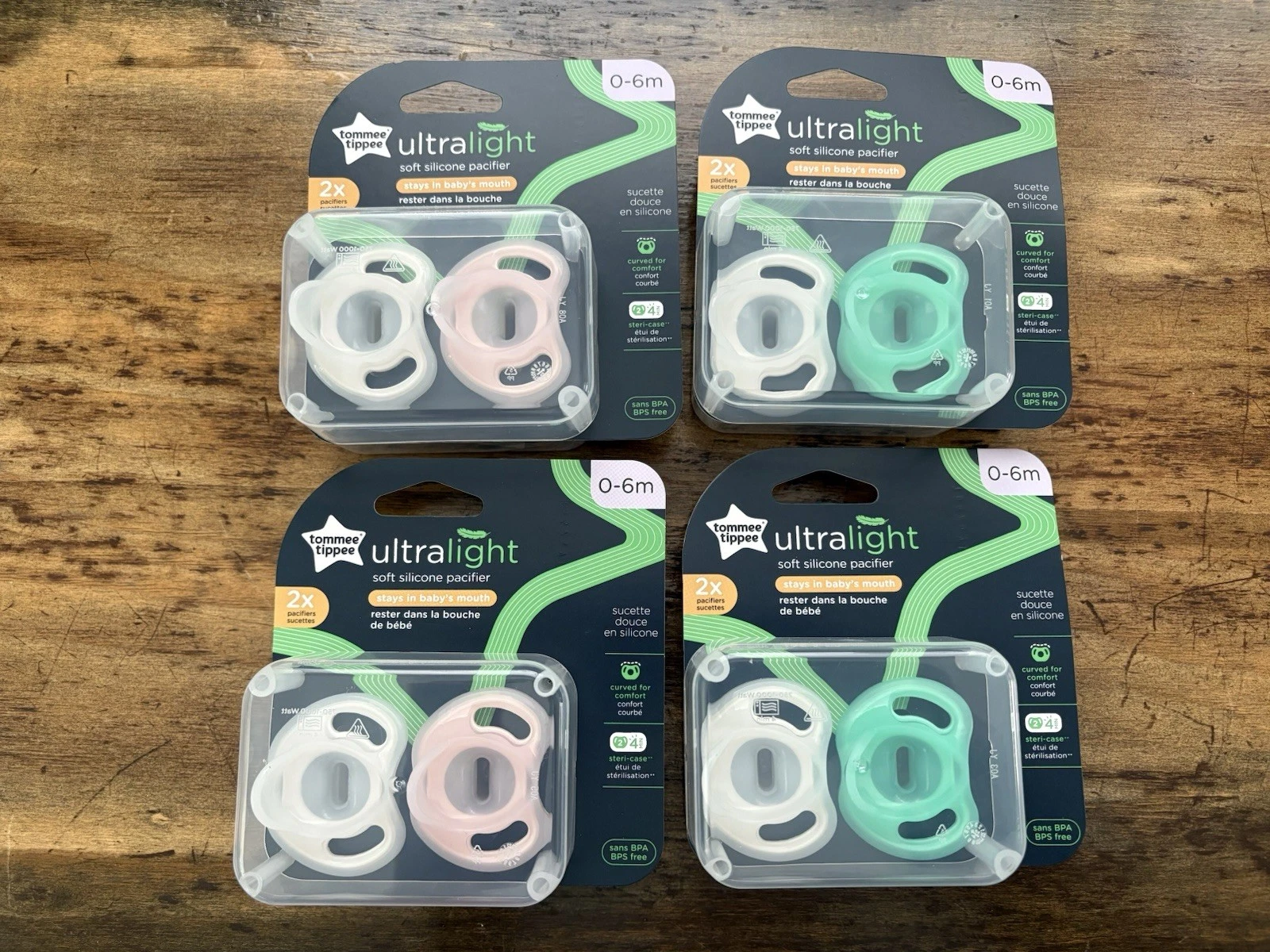 NEW Lot 4 Tommee Tippee Ultralight Soft Silicone Pacifier 2 Packs 0-6m (8 Total)
Opens in a new wind
