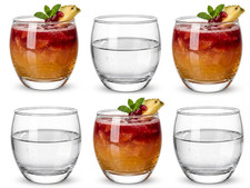 Set of 6 Stemless Small Tumblers - 340ml Glassware Set for Juice and Cocktails