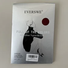 Everswe Full of the Colors Microfiber Tights 80 Den, Opaque, Red Dahlia, L/XL