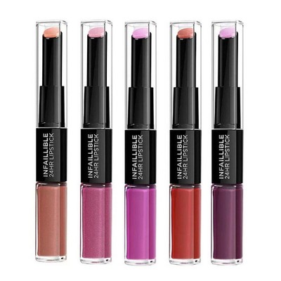 L Oreal Infallible 24HR 2 Step Duo Lippenstift - Wählen Sie Ihren Farbton - Brandneu