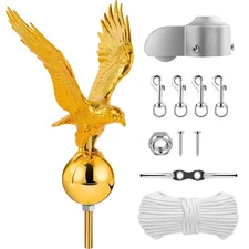 Golden Eagle Flagpole Topper 13"& Hardware Parts Repair Kits 50FT Halyard Rope