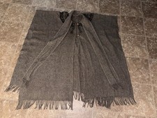 VTG Mexican Aztec Wool Poncho Shawl One Size Handmade Fringe Pullover Boho