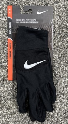 Nike DRI-FIT Tempo Run Gloves Black Silver Reflective Men s Large Running New!
