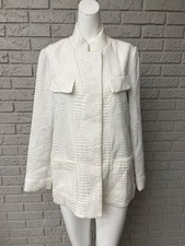 Chico  s Black Label Women's White Textured Lightweight Jacket Size 8