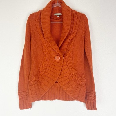 One A Sweater Medium Boho Cottage Cabin Shawl Collar Goblin Cozy Cable Knit M