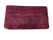 Vintage Carlos Falchi Red Envelope Clutch Lizard Skin Alligator Purse