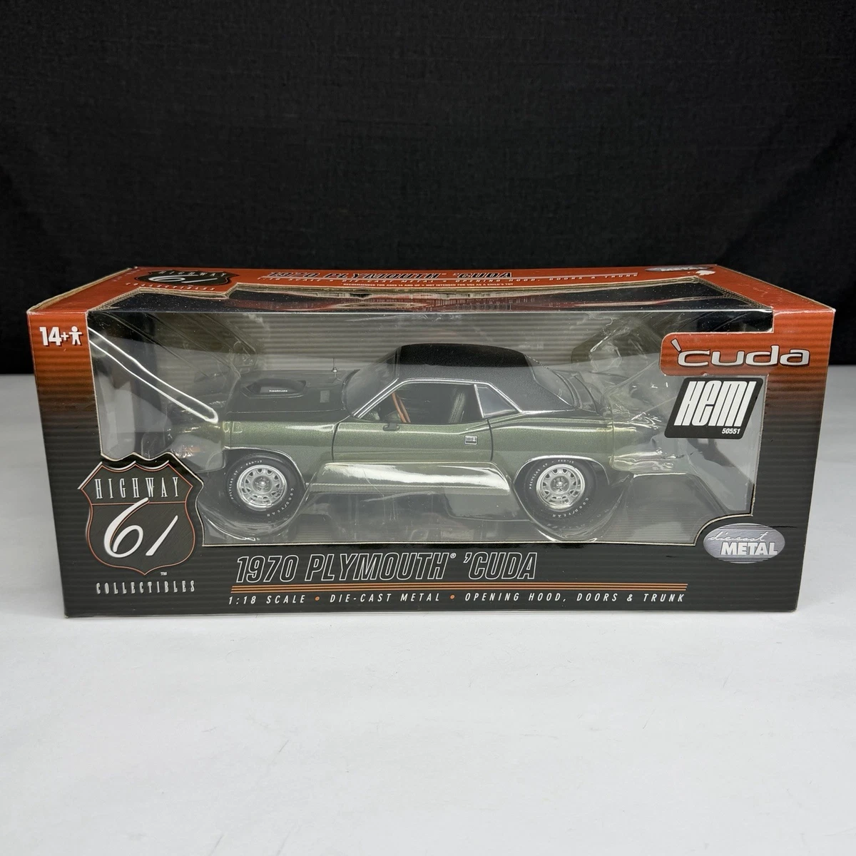 1:18 Highway61 Plymouth Cuda 427 Hemi Super Rue Coupé 1970 Noir 50479