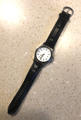 Timex Wristwatch Men's Water Resistant Black faux Leather Band Watch