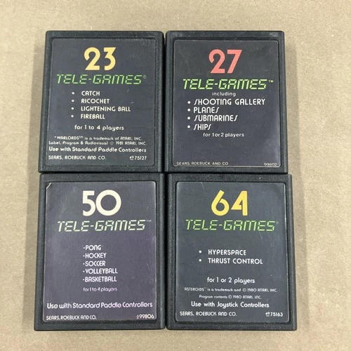4 Vintage Atari Games # 23 27 50 & 64 In The Tele-Games Series For Atari 2600