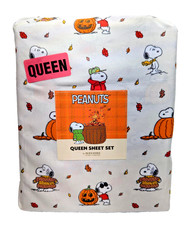 Berkshire Home Co. Peanuts Snoopy SWEATER WEATHER GREAT PUMPKIN Queen Sheet Set