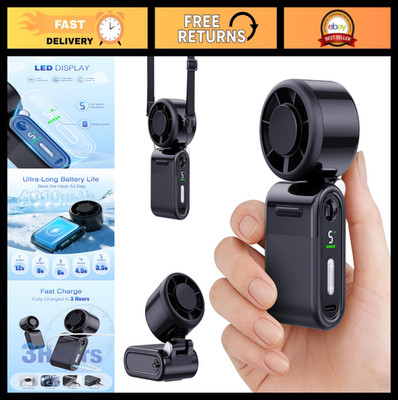 Portable Handheld Turbo Fan - Compact, Whisper-Quiet, 5-Speed Rechargeable Perso