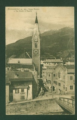BRESSANONE (BZ) WHITE TOWER AND VIA PONTE D'AQUILA YEAR 1938