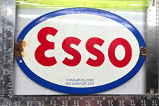 Esso 12 Vintage Genuine Flat Gas Pump Plate Service Station Porcelain Sign