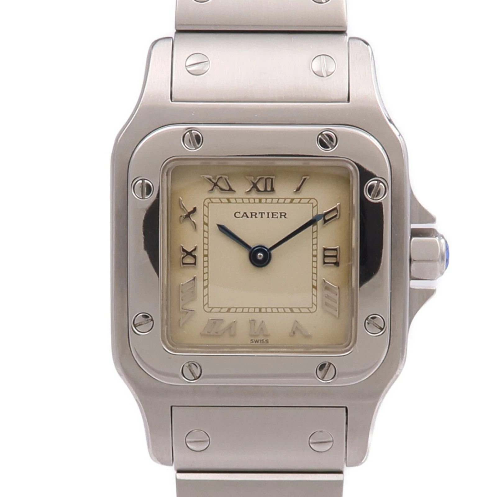 CARTIER Santos Galbee W20024D6 Quartz Watch Stainless Steel Beige