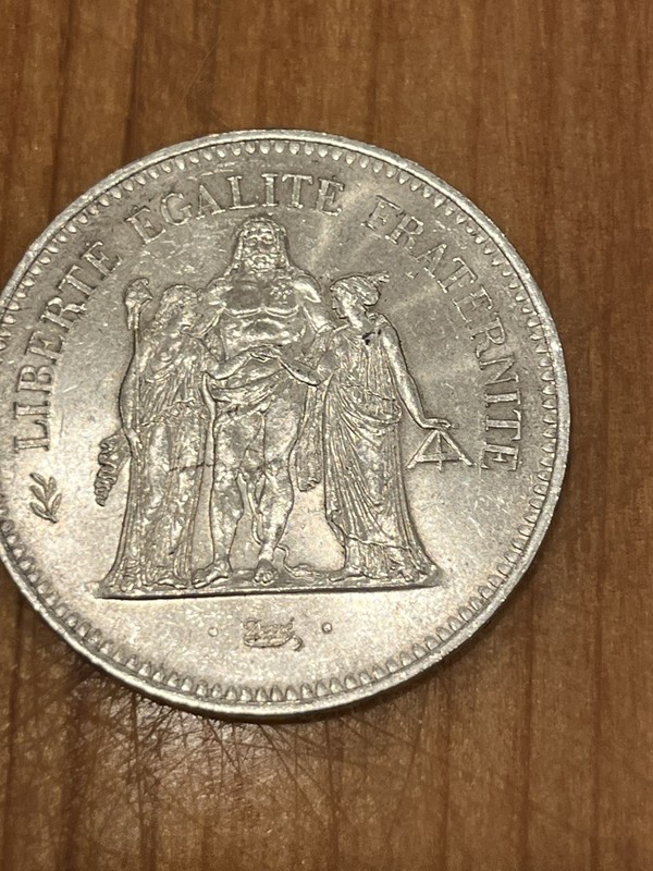 1976 FRANCE Large 50 FRANCS Authentic French Silver Coin HERCULES Motto nice 