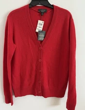 Charter Club Luxury 100% Cashmere Cardigan Cardigan Sweater Red V-Neck  XS NWT