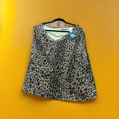 Vintage First Issue Liz Claiborne Co. Top Brown Cougar Long Sleeve Womens 2