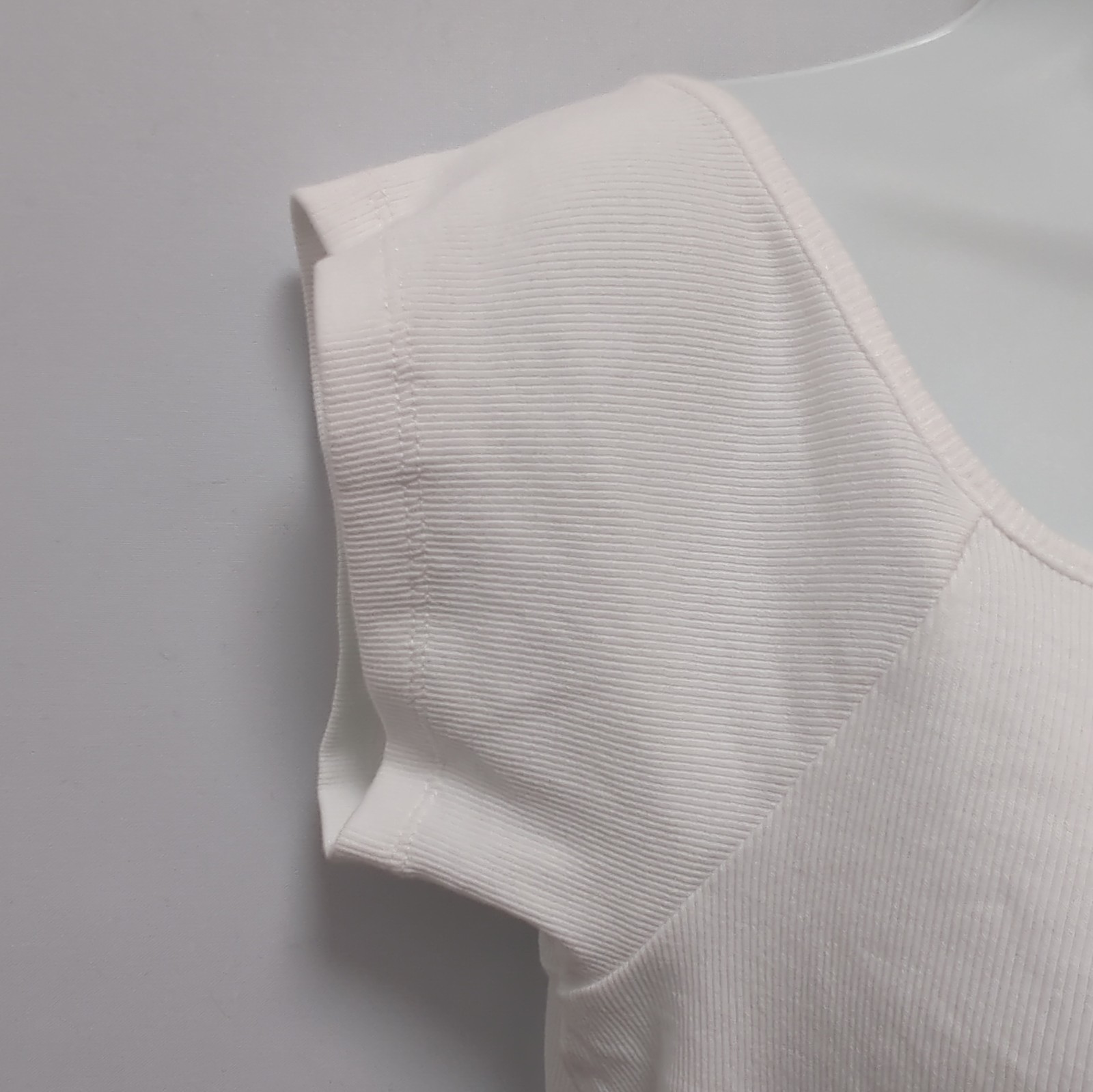 M&S White Ribbed Scoop Neck Cotton Stretch Boat Neck T-Shirt Top Women’s UK 24 image 2