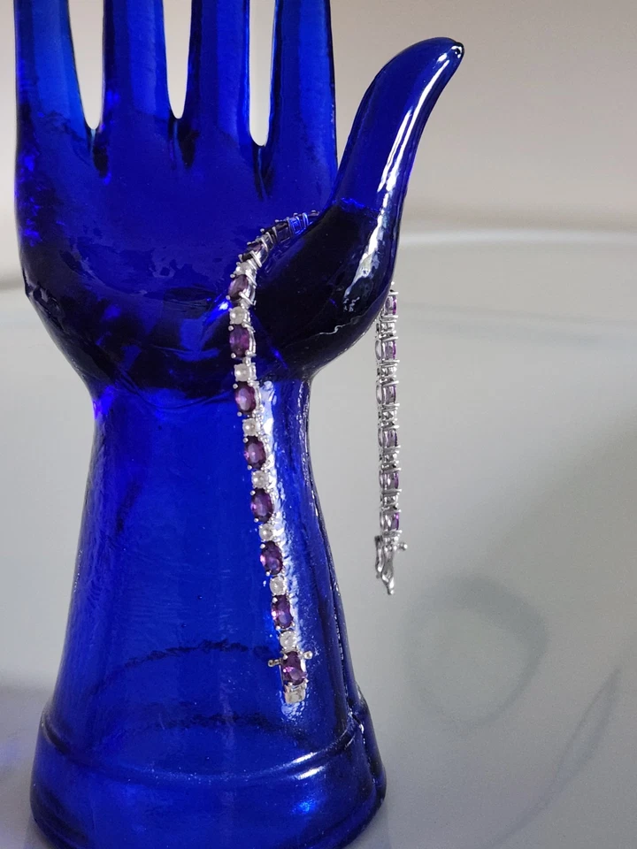 Sterling 925 and Amethyst手链。 7.5 英寸长。 非常好。 — 第 4/4 张图片