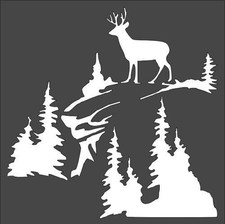 Deer on Mountain Forest Stencil Reusable Plastic