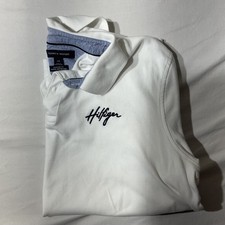 Tommy Hilfiger White Polo Shirt With Embroidered Logo  Contrasting Collar L/G C