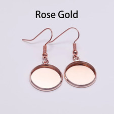 10Pcs 10-25Mm Tray Bezel Cabochon Earring Hook Blank Setting round Pendant Ear B