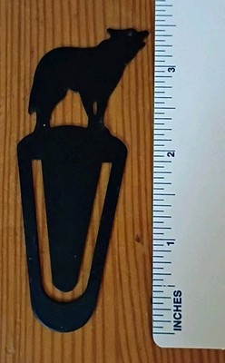 3.5'' Vintage 1994 Barnes & Noble Wolf Bookmark Black Metal Clip-On FREE US SHIP