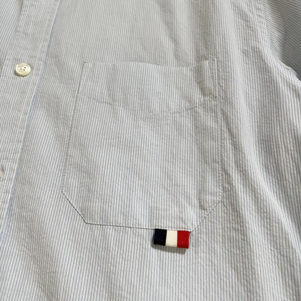 Рубашка MONCLER синий в полоску кнопка, триколор, хлопок размер S, мужской U6651 - Изображение 3 из 4