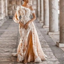 Wedding Dresses One Shoulder Mermaid Bridal Gowns Long Sleeve Appliques Vestidos