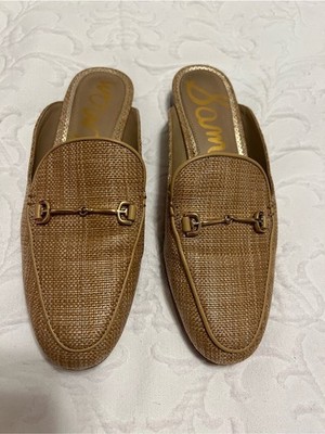 Sam Edelman Tan Linnie Woven Slip-On Loafer Miles with Gold Bit size 6.5