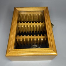 Wooden Coin Slab Display Case Cabinet Holder Rack Lockable Hangable Collector