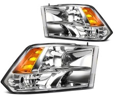 For 2009-2010 Dodge Ram Headlights Assembly Set Replacement Chrome Housing Front