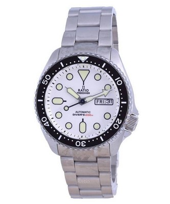 RATIO FreeDiver Weißes Zifferblatt Edelstahl Automatik RTA109 200M Herrenuhr