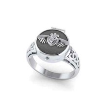 Irlandais Claddagh 925 Argent Sterling Poison Bague Fin Secret Amour Souvenir
