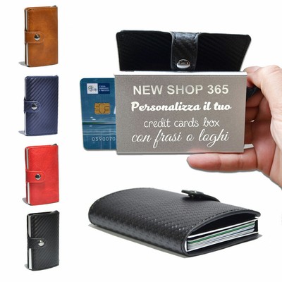 Porta Tessere Carte Di Credito Personalizzato Portafoglio In Pelle E Alluminio Ebay