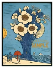 Jasper Collins 2020 Flower Storm in August * Art Print Seaside Boardwalk Woodcut
