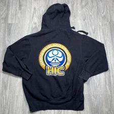 HIC Hawaiian Island Creations Hoodie Mens Medium Black Logo Sweatshirt Surf