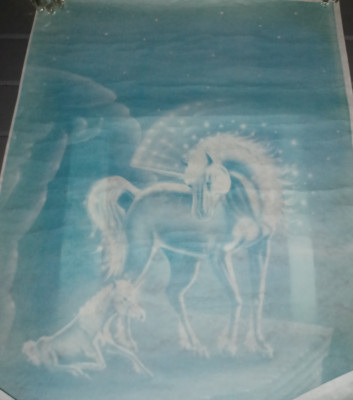 * TRI CHEM 7266 Midnight UNICORN AND BABY Colt Picture TRICHEM 18x24 inch