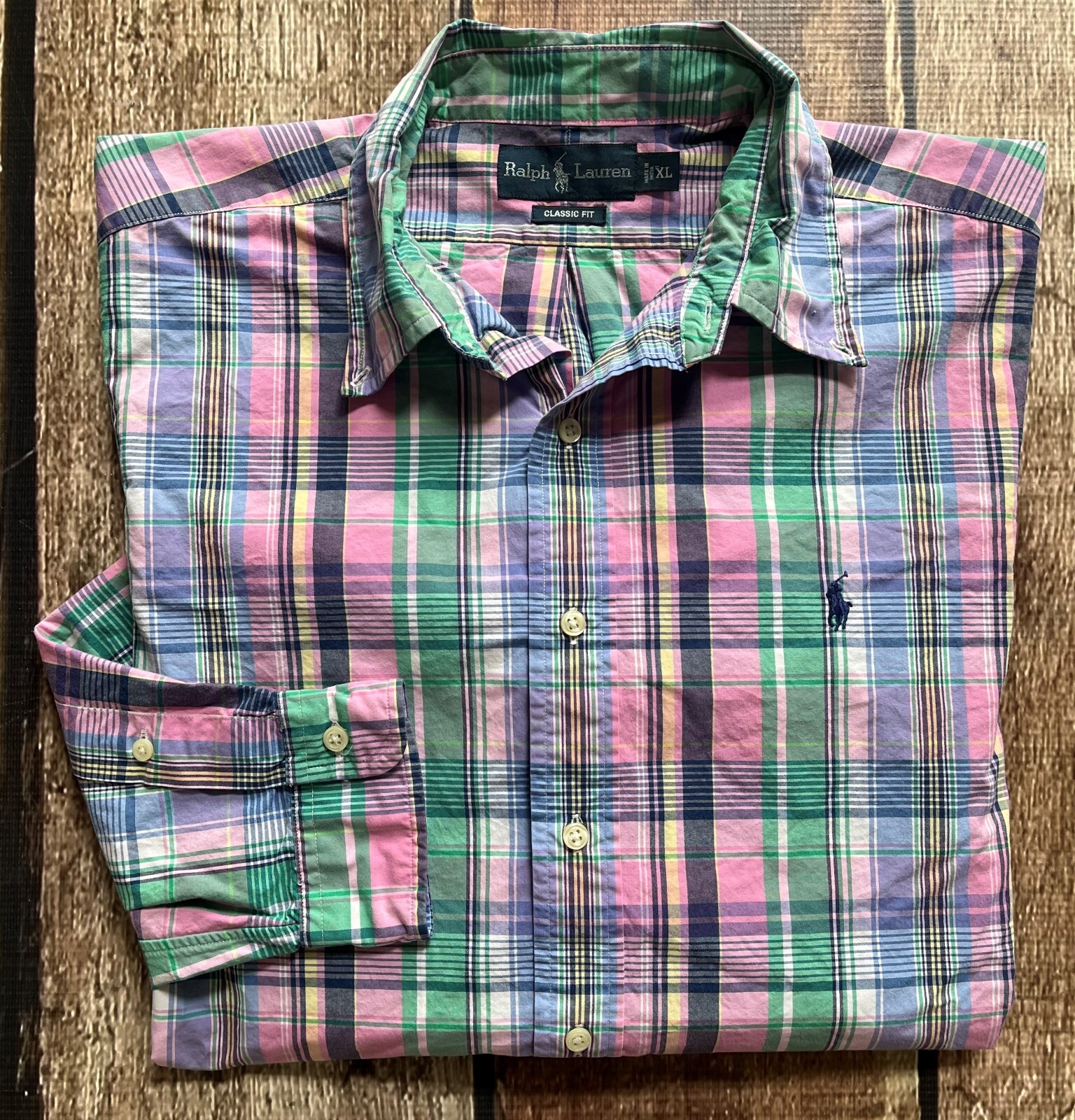 VINTAGE POLO RALPH LAUREN CLASSIC FIT PLAID SHIRT MENS XL EXCELLENT CONDITION