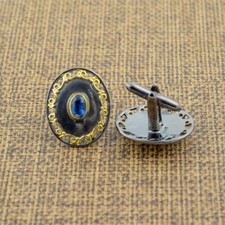 Kyanite Gemstone Cufflinks 925 Sterling Silver Gold Plated Jewelry Grandpa Gift