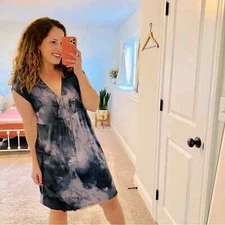 NWT Grade & Gather Blue Gray Splatter Mini Dress S/M