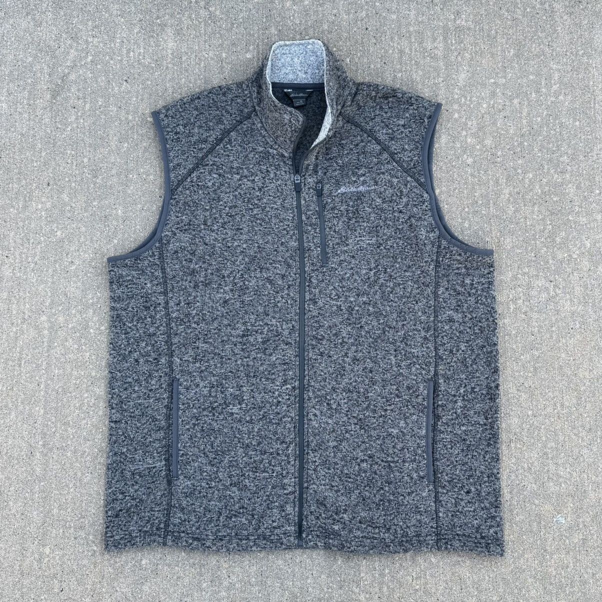 Eddie Bauer Men's XL Gray Heather Fleece Full Zip Mock Neck Vest
