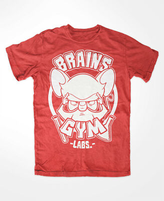 Brains Gym Tshirt ROT  Pinky und der Brain,Comic Kult Fun Cartoon oldschool