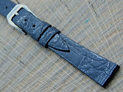 Stylecraft Vintage NOS Unused Black Crocodile Watch Band Silver Tone Buckle 13mm