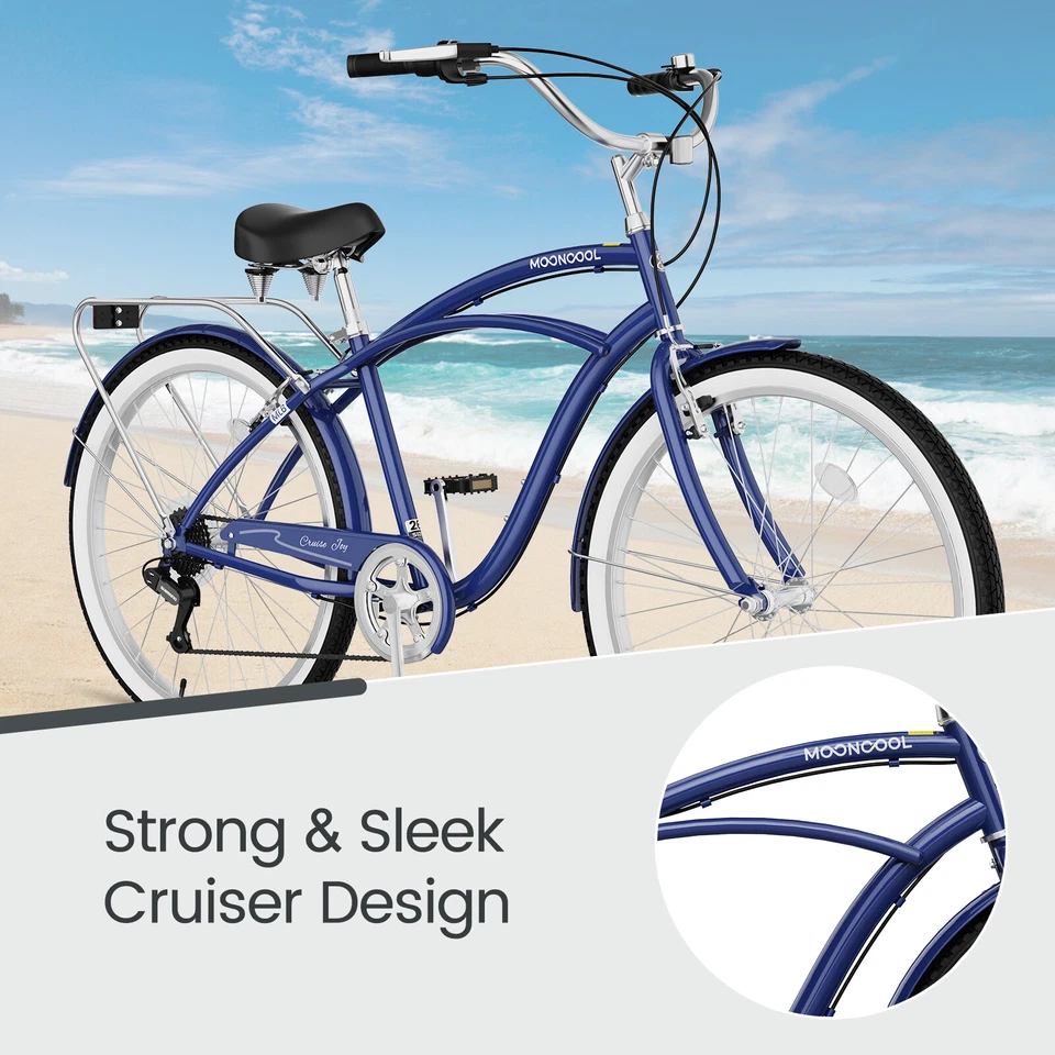MOONCOOL Adults Beach Cruiser Bike, 26 inch Commuter Bicycle 7-Speed City Bikes - Image 3 of 4