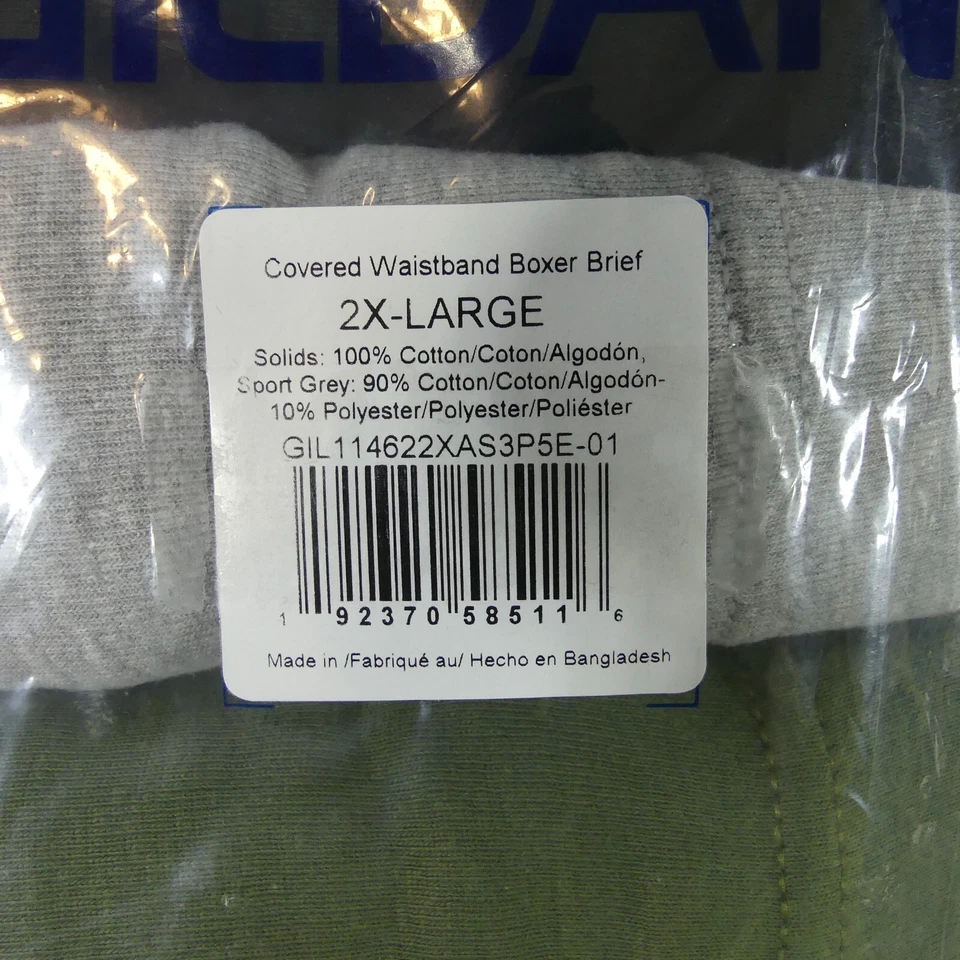 Gildan Underwear Mens 2XL Boxer Briefs Black Green Gray Cotton Blend 5 Pairs - Image 2 of 4