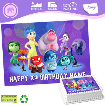 Inside Out 2 Tortenaufleger Dekoration Rechteck personalisierte Größen inkl. Costco